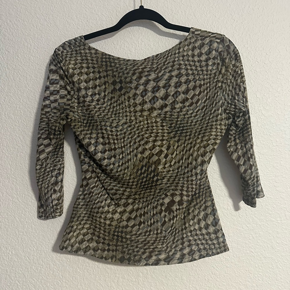 Vintage Y2K Geometric Checkered Patterned Form‎ Fitted INC size S Art Deco - Picture 3 of 4